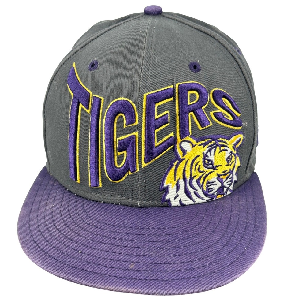 LSU Tigers Hat Cap Snapback Purple Gray‎ Embroidered Tiger Logo New Era